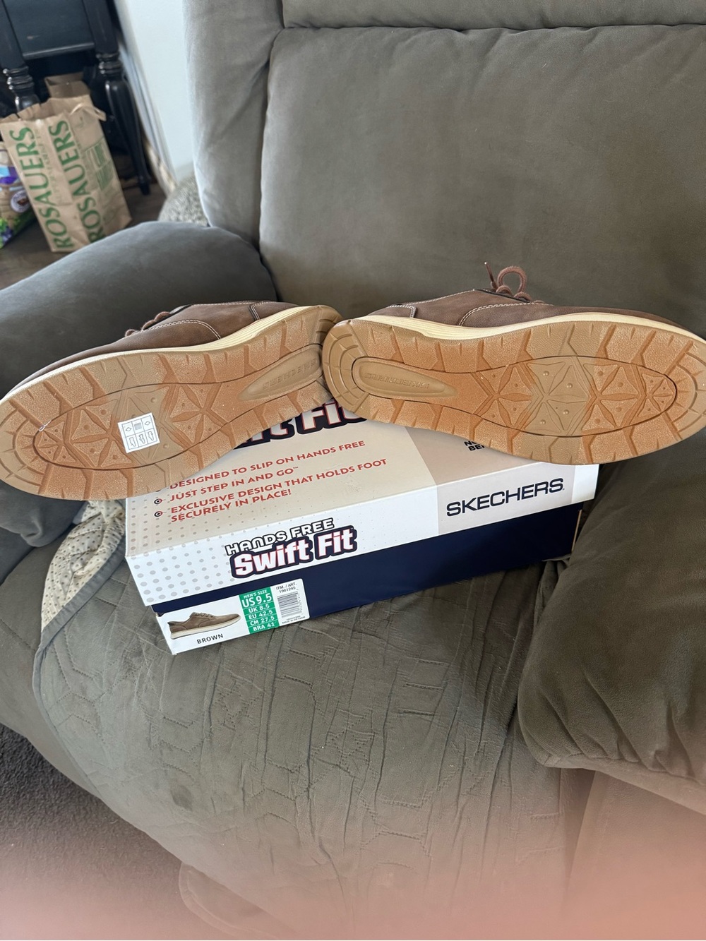 Skechers Men's Brown Lace-Up hands free swift fit - Picture 2 of 7